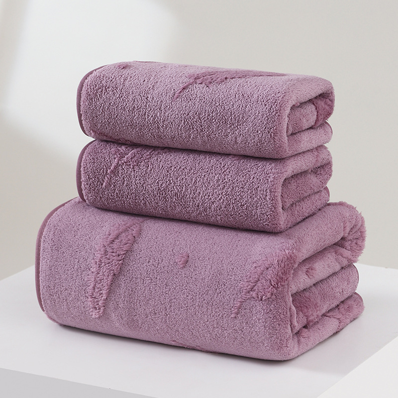 Toallas de lana de coral transfronterizas, toallas de baño, toallas de baño de secado rápido absorbentes de agua de doble cara para el hogar, toallas de pareja, toallas de baño para niños y madres