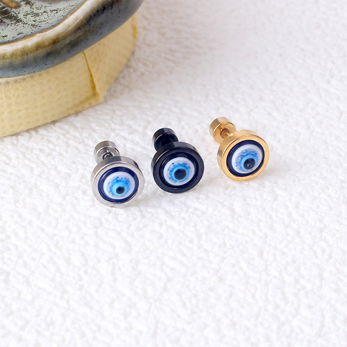 Korean Style Fashion Personal Demon Eye Titanium Steel Earrings Taobao eBay Cross-border Exclusive Supply Hip-Hop Earrings Supply