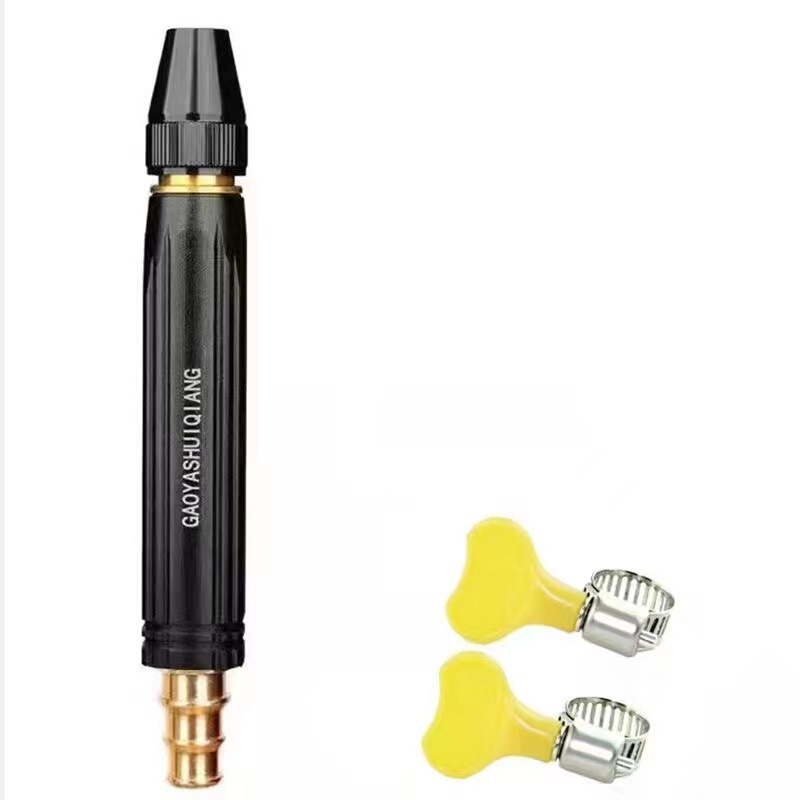 Black Diamond direct spray car wash water gun household garden high-pressure plastic water gun nozzle copper-plated nipple type black gun head