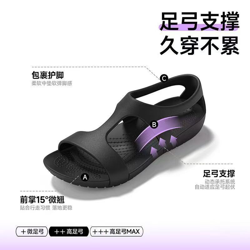 Versatile Commuting Roman Sandals for Women, EVA Open-Toe T-Style, Summer Non-Slip Silent Arch Correction Outdoor Women's Sandals