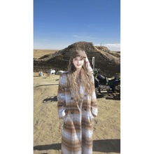 中长款格子呢子大衣女秋冬新款感小个子毛呢外套韩系气质