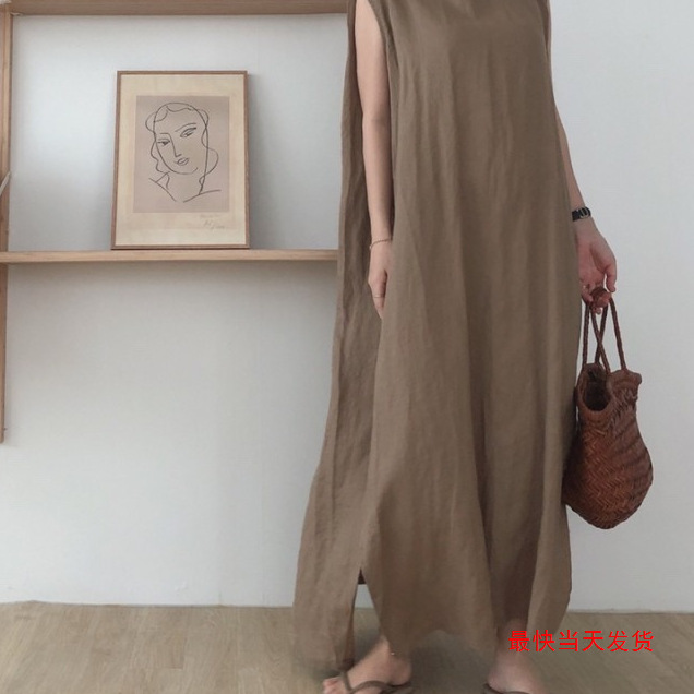 In Stock: Minimalist Loose-Fitting Long Split Dress