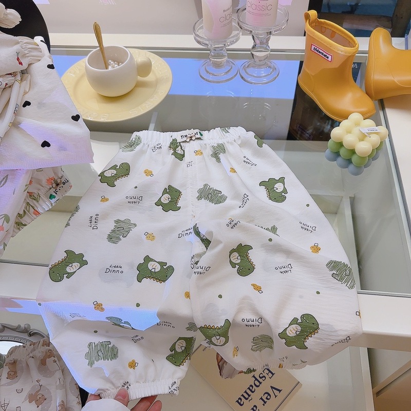 子供の夏の新しいかわいい防蚊パンツファッショナブルな夏のスタイルの漫画カジュアルチェック柄ホーム服男の子と女の子用|undefined