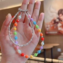 2025彩虹之恋多巴胺轻奢甜美手机链小众闺蜜钥匙扣汽车双链挂件批