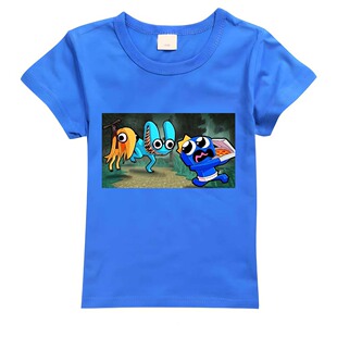 rainbow friends 2 yellow and cyan boy t shirt ��ͯ����T��095