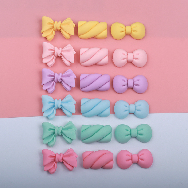 Macaron Color Bow Marshmallow Resin Jewelry Accessories DIY Handmade Materials Cream Glue Mobile Phone Case Decoration