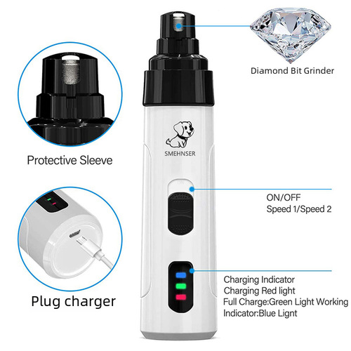 Pet Nail Grinder with USB Charging, Dual-Purpose Low Noise Cat and Dog Nail Trimmer, Cross-Border Manufacturer