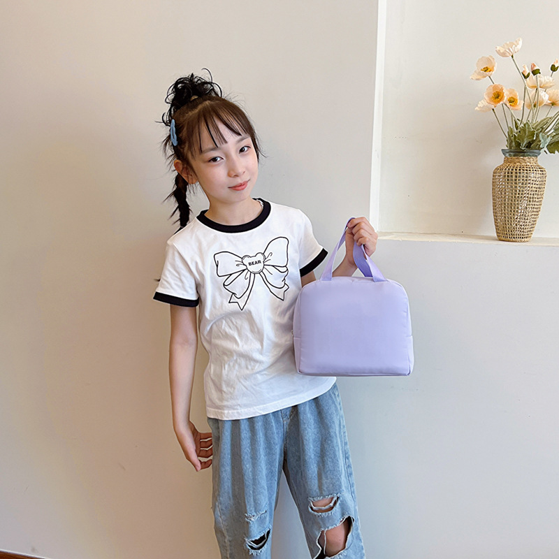 Bolsas coreanas para niños y niñas, bolsas de almuerzo de lienzo de color sólido, bolsas de almuerzo de estudiantes, bolsas de almuerzo