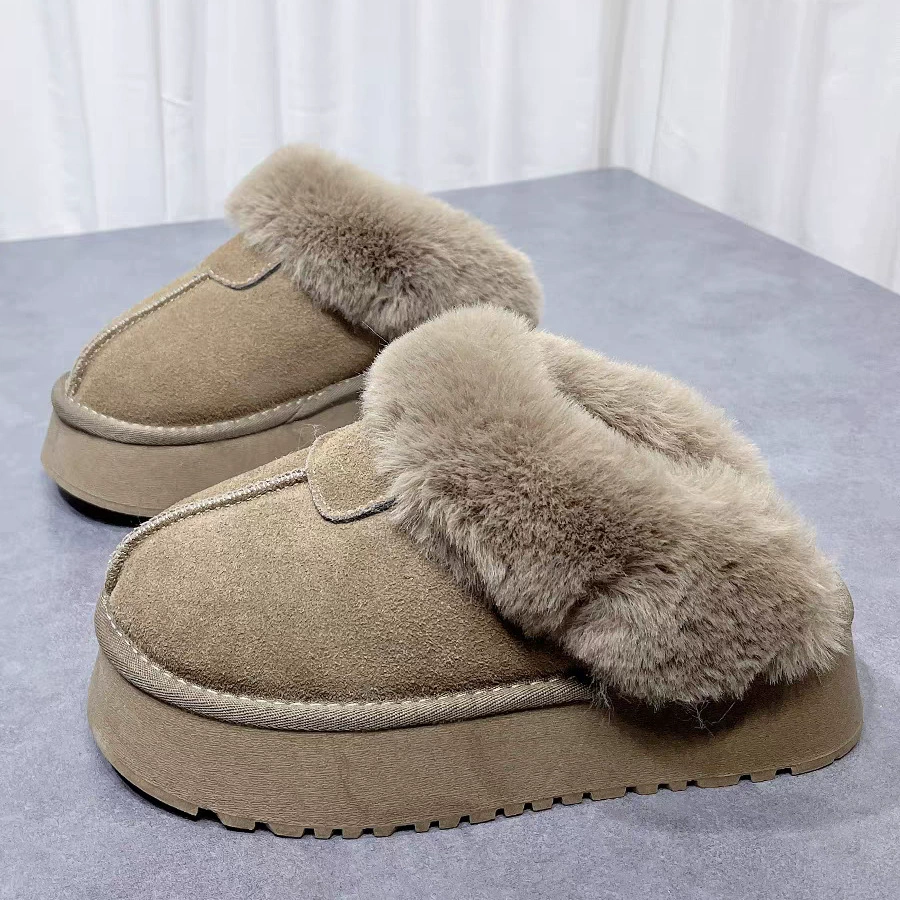 Волосы с толстым дном тапочки женский 2024 зимний новый мех в одном теле