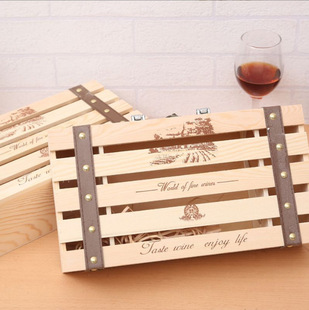 2024 New Wooden Box Two Pack Solid Wood Wine Packaging Box Wooden Wine Gift Wine Packaging Gift Box