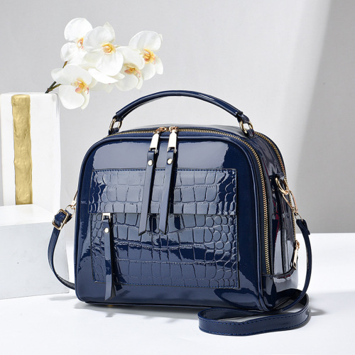 Vintage mini bag with crocodile-embossed, glossy patent leather — trendy women's handbag and crossbody option