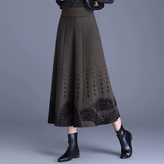 冬季女士加厚气质半身裙厚款保暖大摆裙2026新款针织裙中长裙伞裙