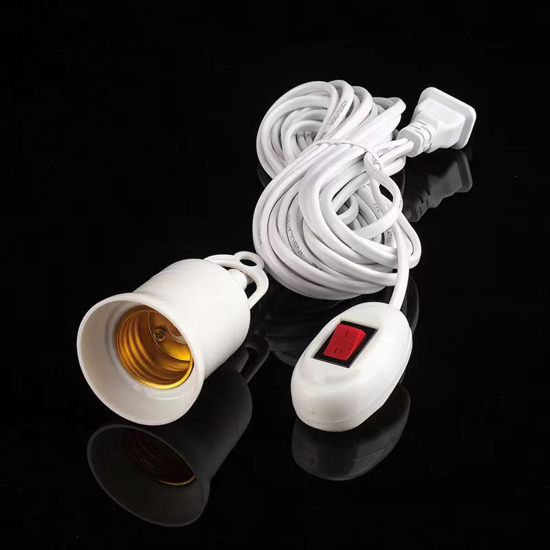 Household E27 screw lamp socket LED energy-saving light bulb hanging lamp holder wire with Switch plug wire
