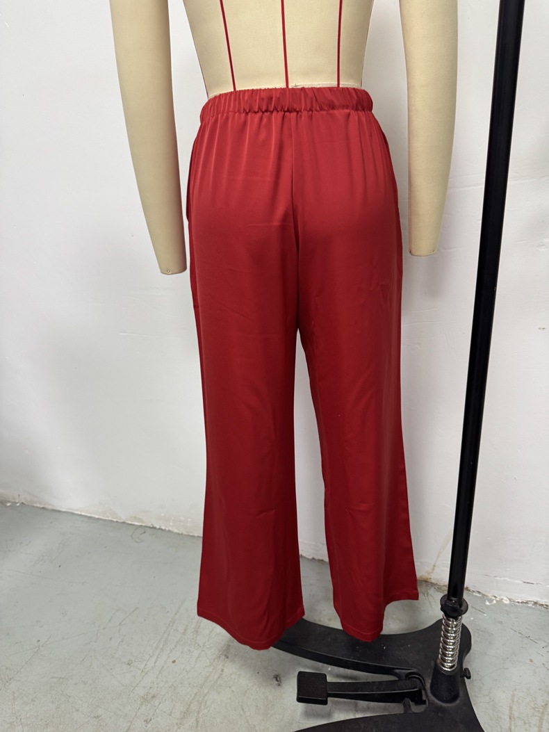 Women's Clothing Women's Trendy Satin Casual Pants Style Wide Leg Drawstring Trousers Loose Fit Spring For Formal & Casual For Women_ecoleips.com