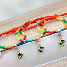 端午节五彩绳手工编织立体合金粽子吊坠手链女民族风热卖儿童手绳