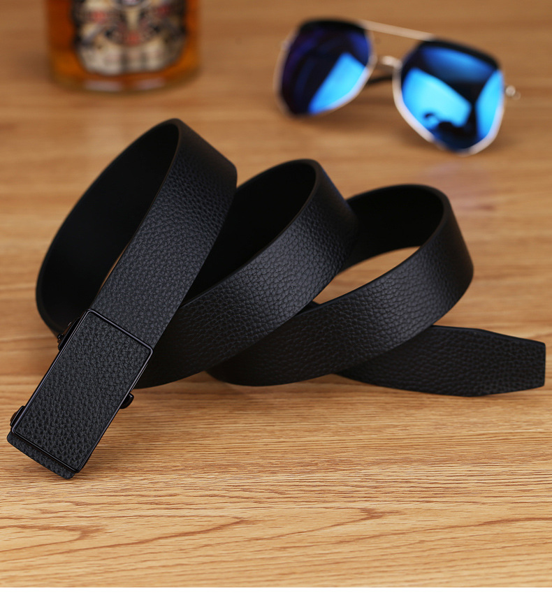 Men's Leather Belt New Style Genuine Cowhide Automatic Buckle Casual Trend Versatile Youth Men's Waist Belt Business Trouser Belt
