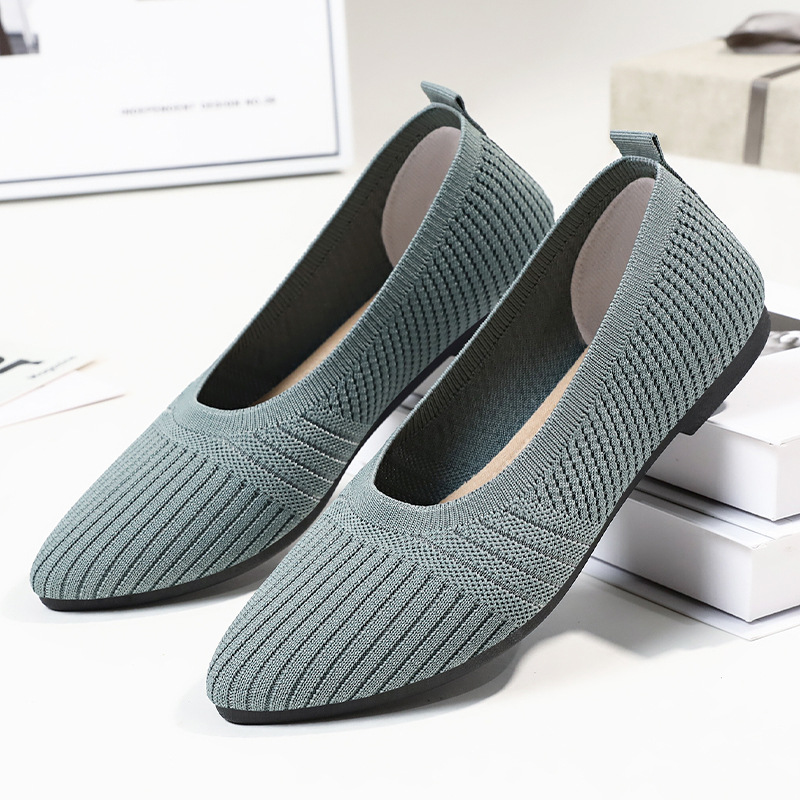 Zapatos de mujer todo fósforo verano nuevo estilo puntiagudo moda zapatos individuales transpirables zapatos planos de madre zapatos casuales de suela suave