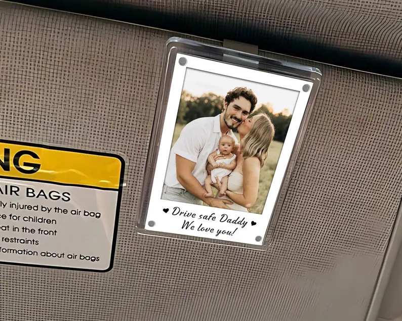 Etsy New Product Dad Car Sun Visor Clip Photo Holder Personalized Custom Universal Magnetic Acrylic