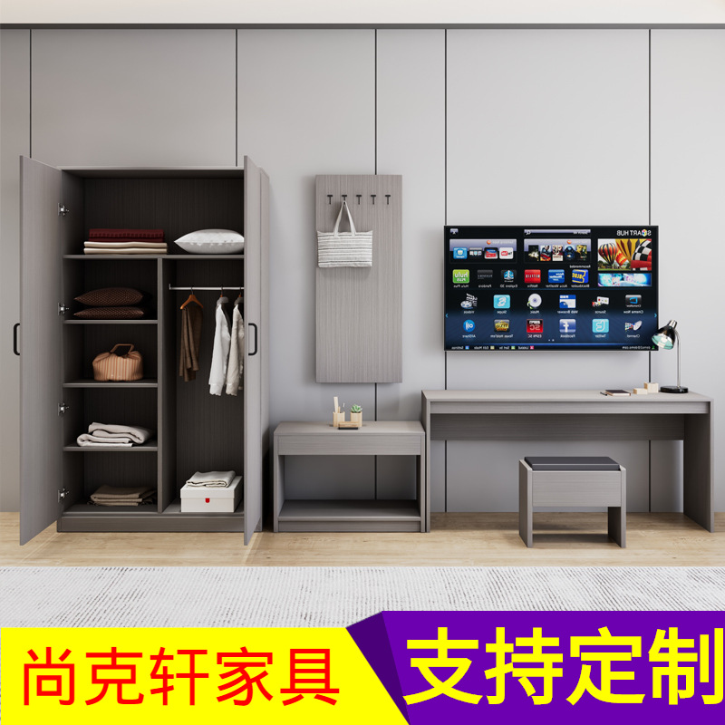 Hotel Tv Cabinet Table Combination Single Room Standard Room Furniture Complete Set Hotel Room Clothes Hanging Board Luggage Cabinet Table