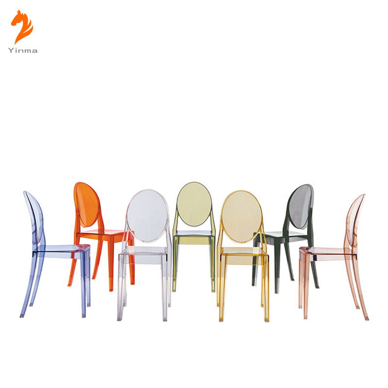 Fábrica al por mayor de la boda Silla de bambú Silla de acrílico Silla de cristal transparente Hotel banquete plástico redondo silla trasera