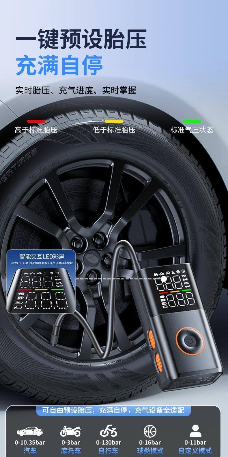 Daisheng Car Air Pump Wireless Air Pump Portable Electric Car Air Pump Dual Digital Display Electric Air Pump