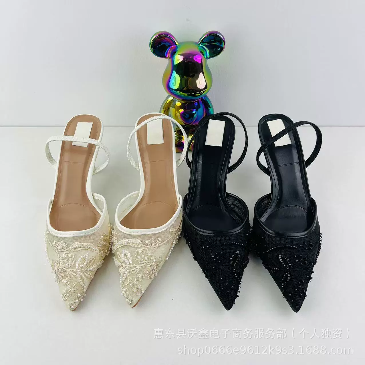 Woxin ZA новые осенние и зимние женские туфли белые искусственные жемчуги декоративные вышитые цветы сетка на высоком каблуке с росой и туфли Мюллер