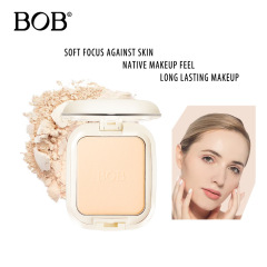 跨境bob亲肤粉饼定妆遮瑕持久细腻自然提亮日常补妆大白饼蜜粉饼