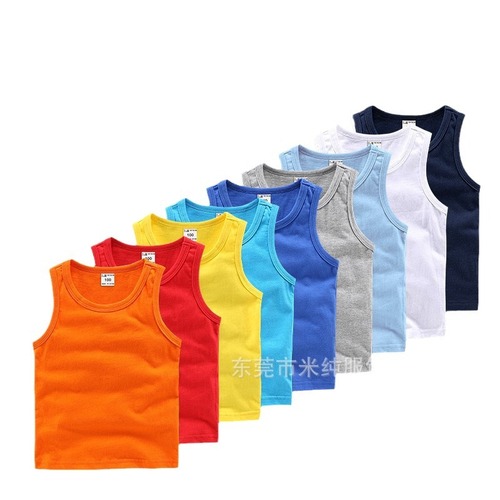 Children's Work Word Collared Top 100% Cotton Casual Base Shirt Breathable Sweat Absorbent Sleeveless Top Cross-border Supply Wholesale