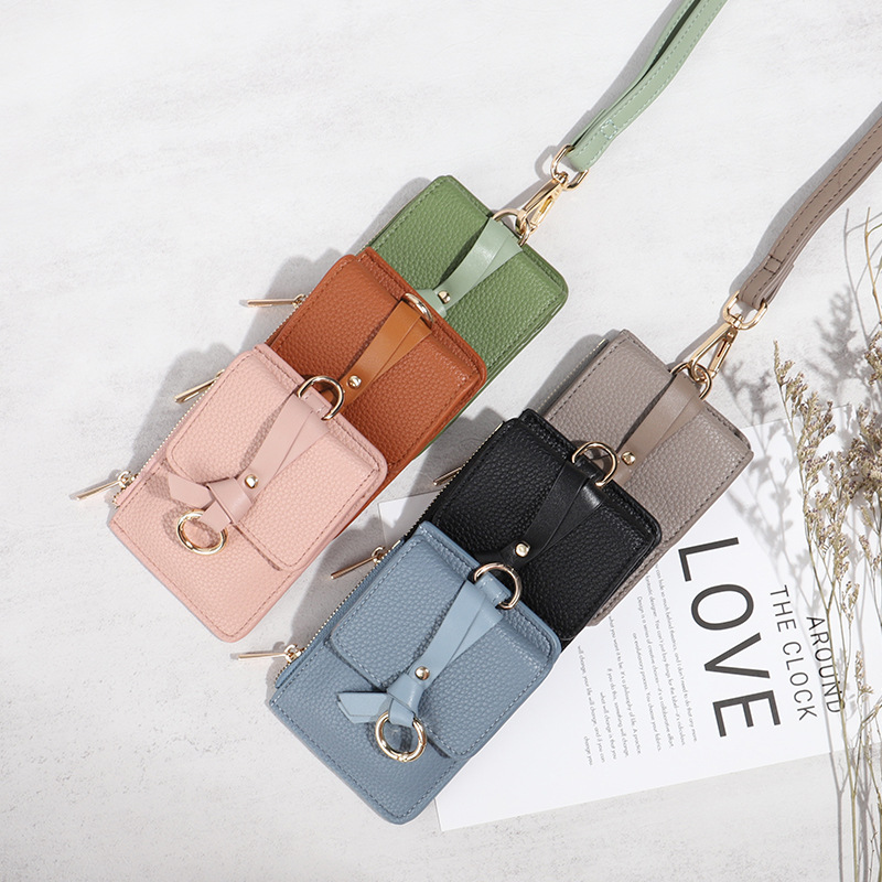 Tarjetero 2024 con un toque de alta gama, monedero pequeño informal tipo bandolera, bolsa vintage para guardar llaves, mini cartera para colgar al cuello para mujer.