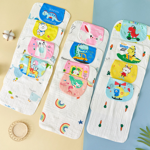 Sweat-absorbent towel baby cotton wrinkle cloth sweat-absorbent towel children's sweat-proof towel kindergarten pad sling newborn baby sweat-proof towel