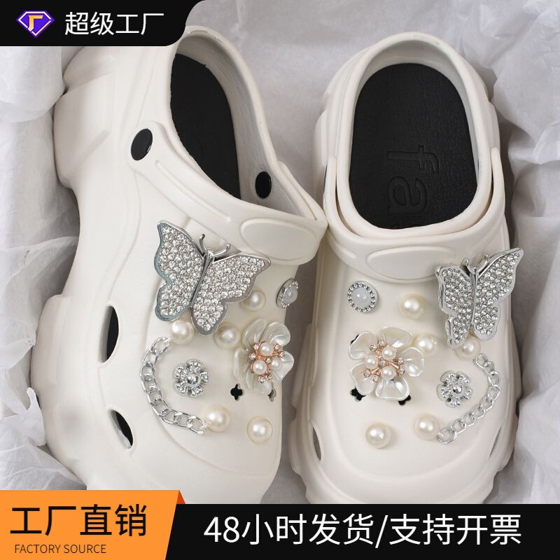 Eva Clogs for Women, Summer Thick-Soled Height-Increasing Outdoor Shoes with Pearls and Rhinestones, Casual Beach Shoes, Platform Non-Slip Sandals for Women Eva Clogs for Women, Summer Thick-Soled Height-Increasing Outdoor Shoes with Pearls and Rhinestones, Casual Beach Shoes, Platform Non-Slip Sandals for Women
