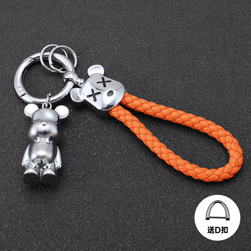 Oso violento transfronterizo llavero de coche oso de metal muñeca de alta gama llavero cuerda anti-pérdida, duradero, resistente a los arañazos