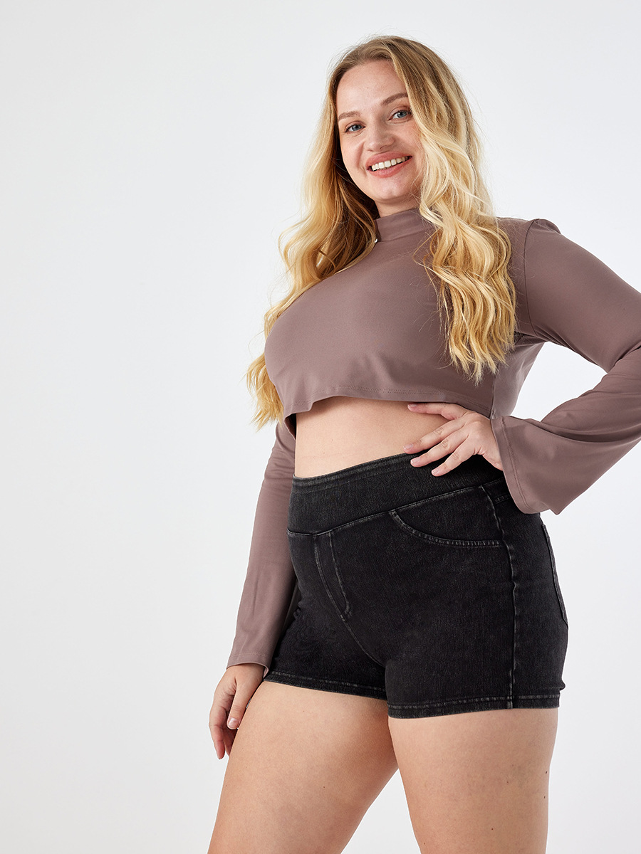 Pantalones cortos de mezclilla de yoga de talla grande transfronterizos europeos y americanos para mujer