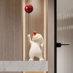 新商品の創意的な風船のウサギの置物は現代の軽い豪華な玄関のリビングルームのテレビの棚のシンプルなウサギの家庭の装飾品です。