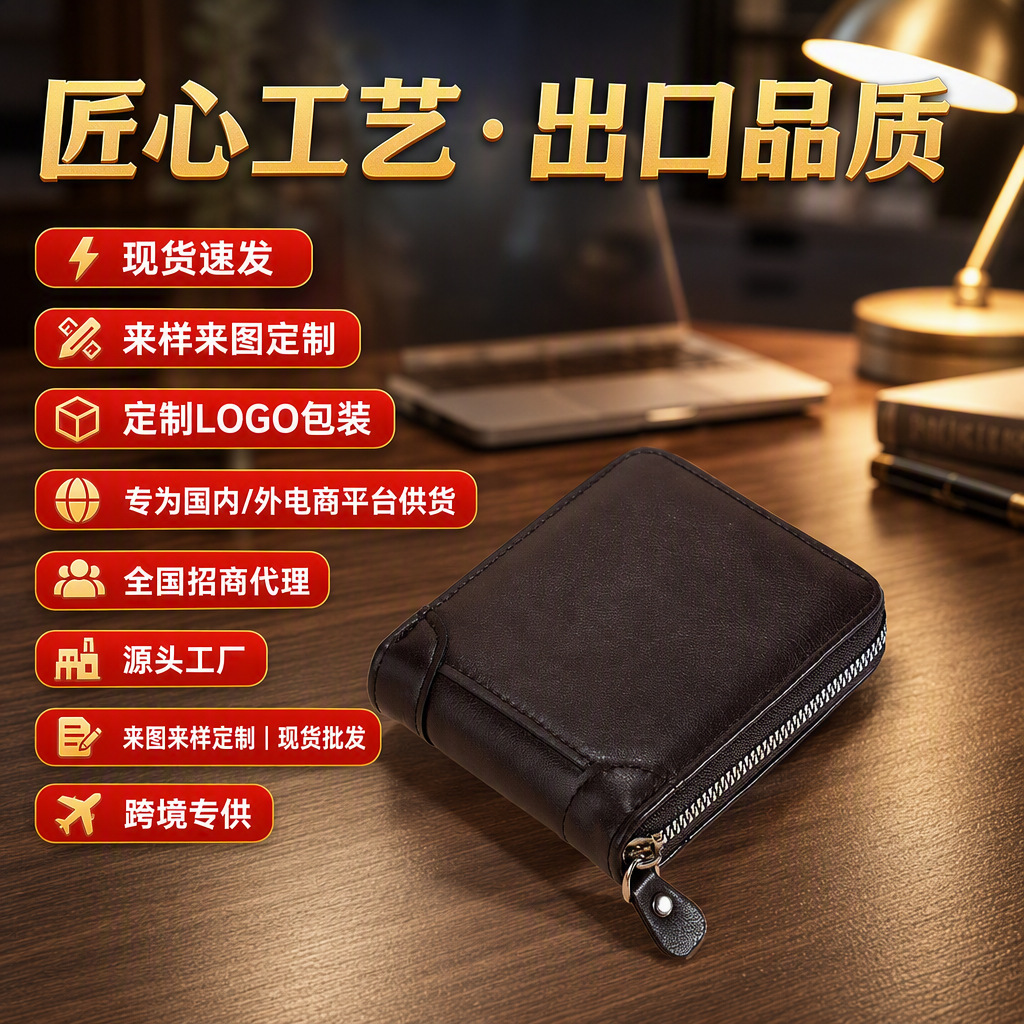 European and American business men's short wallet multi-functional classic fashion trend clip full material men's multi-card coin purse