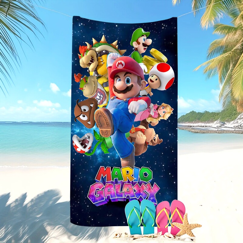 Super Mario Starry Sky Print Beach Towel Microfiber Quick-Dry Absorbent Bath Towel Outdoor Swimming Vacation Towel