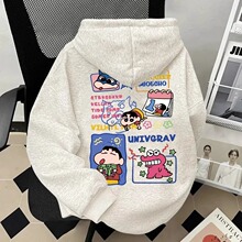 卡通蜡笔小新印花秋冬新款男女童连帽卫衣加绒加厚中大童外套上衣