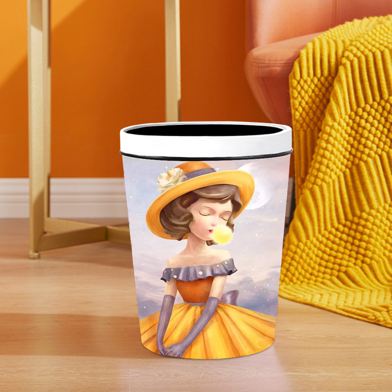 Creative press ring trash can household wholesale living room bathroom kitchen large uncovered trash basket personalized office
