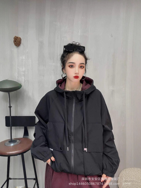 琪镌绘制休闲百搭短款外套女秋季新款时尚洋气宽松夹克风衣25110|undefined