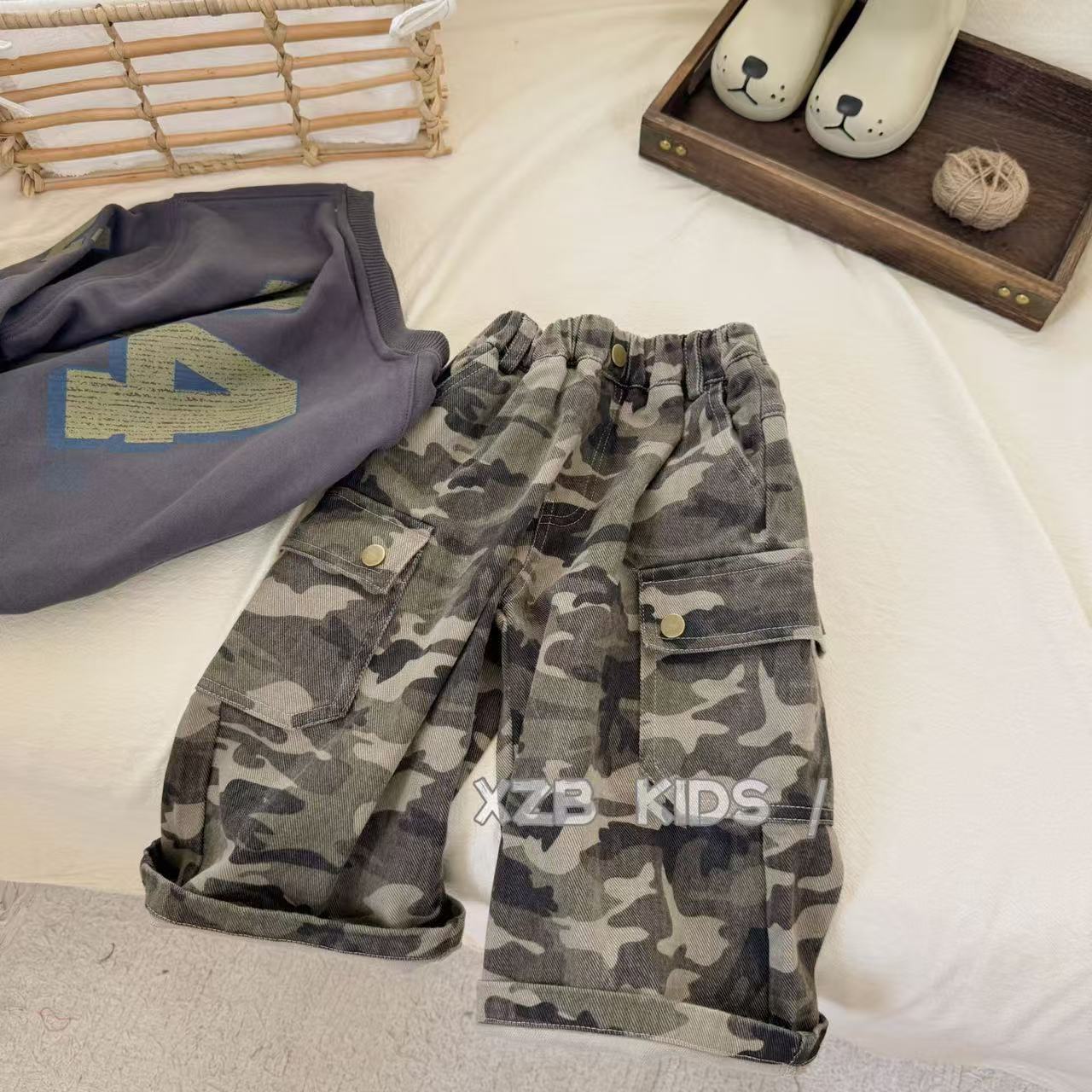 Children's camouflage autumn trousers for men and women