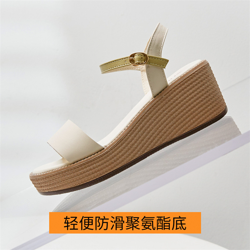 Sandal đế xuồng nữ quai ngang cổ điển, đế dày thời trang mùa hè — AY39 Bánh gạo