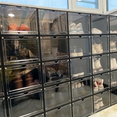 折り畳み靴ケース磁気吸引ハードプラスチック透明引き出し式靴収納ケース省スペース靴棚下駄箱サイドオープンキャビネット