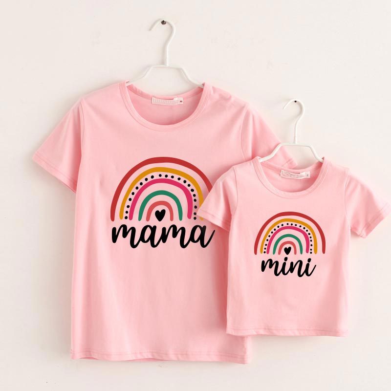 Fashion Letter Rainbow Cotton Printing Family Matching Outfits display picture 4