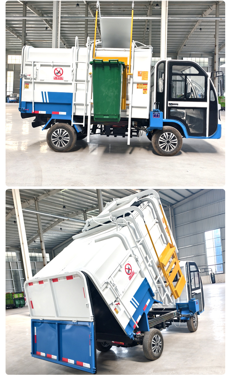 Convenient Self-Unloading Electric Garbage Truck with Hanging Bins, Electric Garbage Truck with Hanging Bins for Parks and Residential Areas, Garbage Transfer Vehicle
