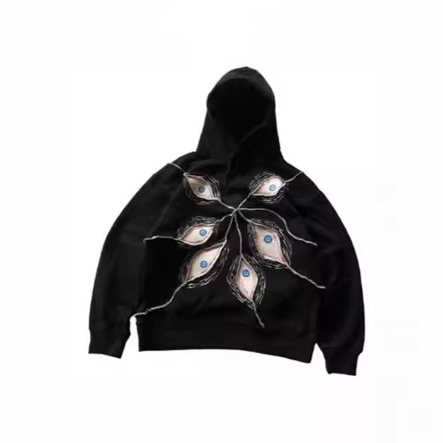 Men's Clothing devil's eye unisex embroidered pullover hooded sweatshirt_voghion.com