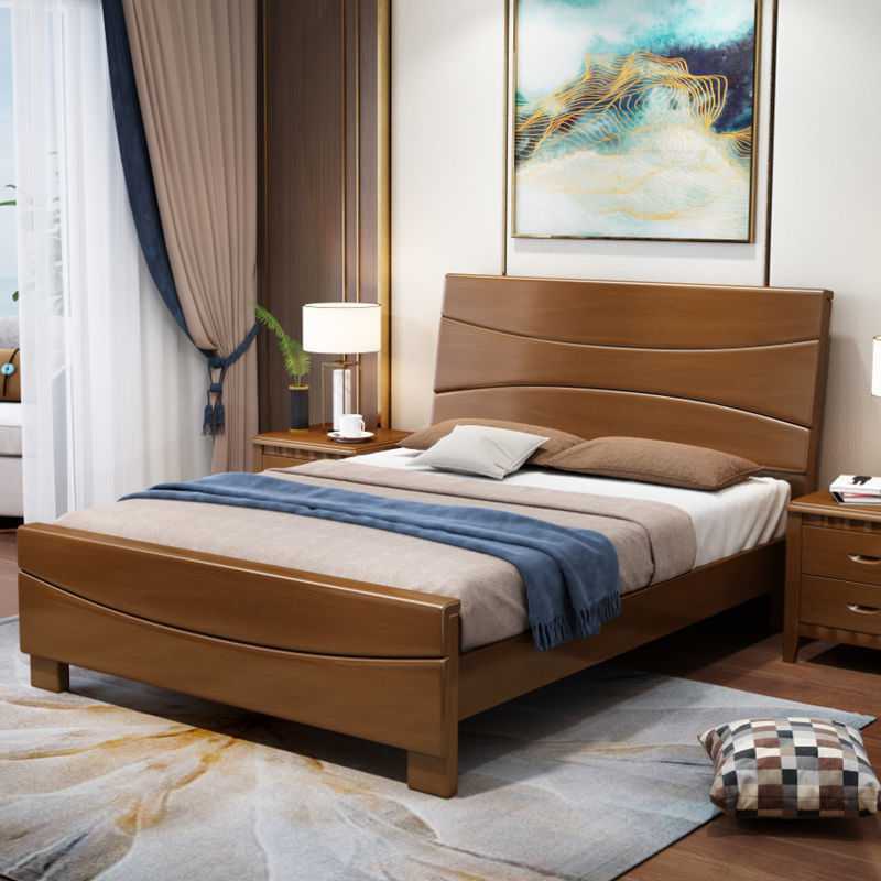 Modern Chinese solid wood bed single 1 meter 1.2 meter bed 1.5 meter master bedroom 1.8 meter simple economical rental room bed