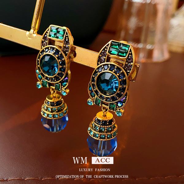 Retro blue ear clips