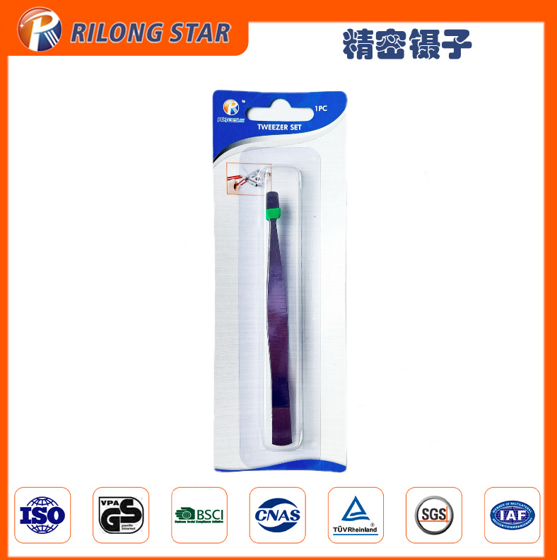 日隆星销售1PC光柄镊子套装弯头尖头圆头镊子低碳钢吸卡包装
