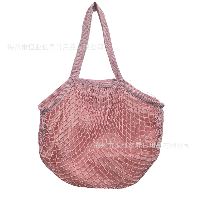 Bolsa de malla de algodón portátil al por mayor Bolsa de compras Supermercado Bolsa de malla de verduras y frutas Bolsa de compras Bolsa tejida hueca