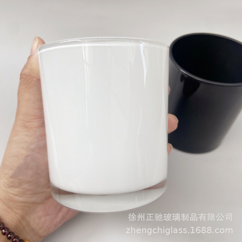 Velas de vidrio de vela esmerizada, candelabro de incienso, decoración del hogar DIY, tazas de vela de fragancia, candelabro de vidrio blanco y negro, tazas vacías